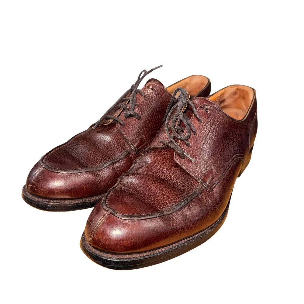 Peal & Co Brooks Brothers Dress Shoes Mens 9D Pre-Owned Derby Brown Pebble Grain
